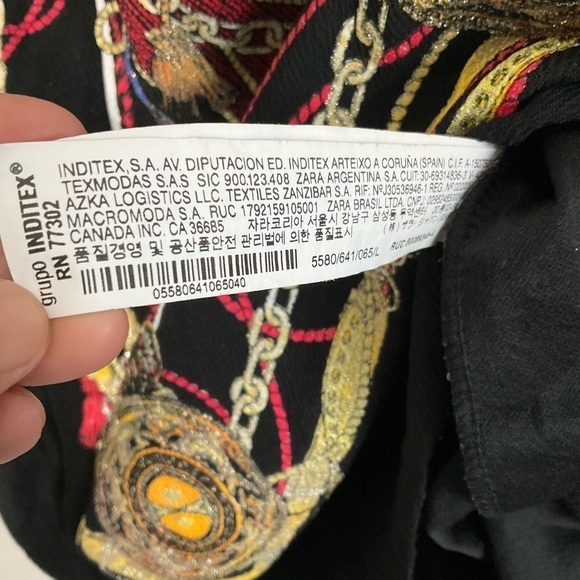 ZARA Geometric gold designs Basic Tunic Black Dress size Large D146 - Picture 6 of 7